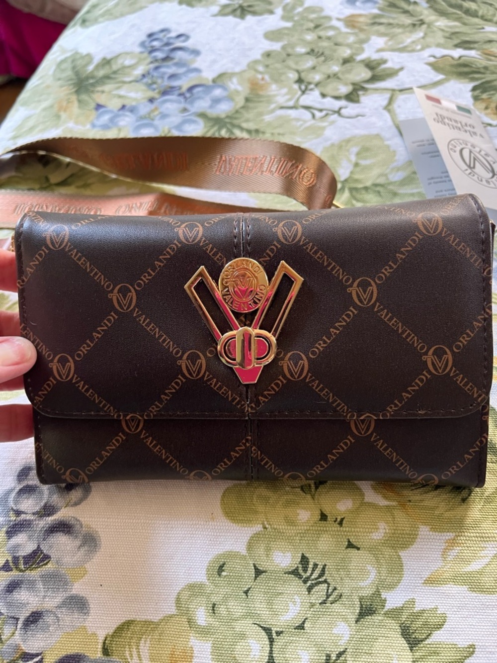 Orlandi Valentino Brown Logo shoulder bag NWT